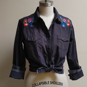 Panhandle Rough Stock Western Snap Shirt Size L